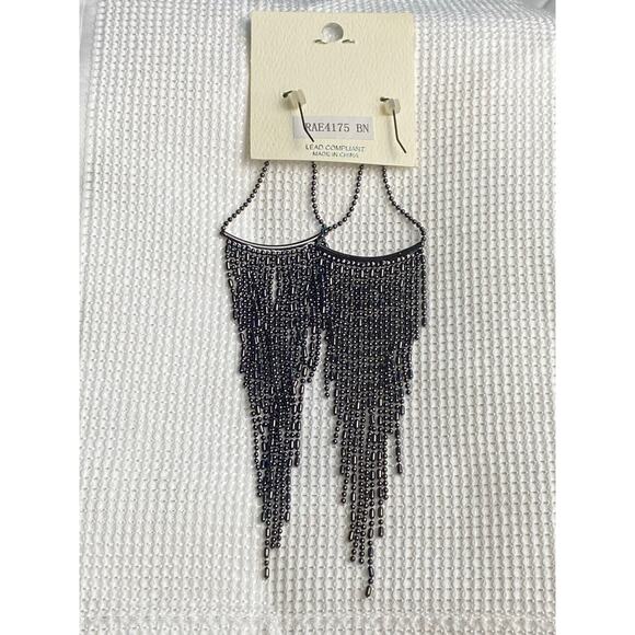 Mia Collection Black French Hook Drop Tassel Earrings - Picture 5 of 7